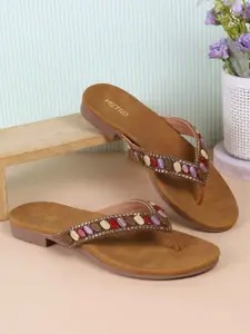 Metro Women Ethnic T-Strap Flats