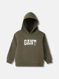 GANT Boys Typography Printed Hooded Cotton Pullover Sweatshirt