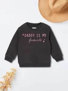 max Girls Typography Printed Round Neck Cotton Pullover Sweatshirt