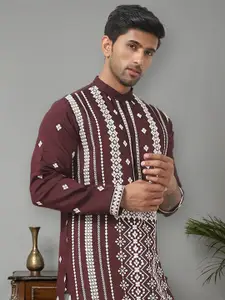 Jompers Floral Embroidered Sequinned Straight Kurta