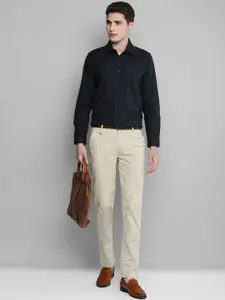 Allen Cooper Men Classic Spread Collar Solid Cotton Casual Shirt