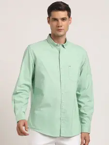 Turtle Men Relaxed Button-Down Collar Solid Cotton Slim Fit Casual Shirt