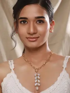 Jazz and Sizzle Brass Gold-Plated Pearl Beaded Necklace