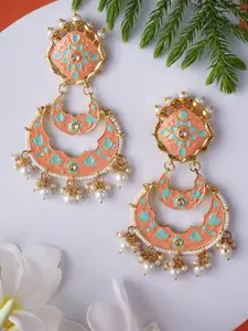 Adwitiya Collection Gold Plated Artificial Stones Studded Classic Chandbalis