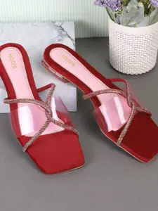 Mochi Women Embellished Mules with Bows Flats