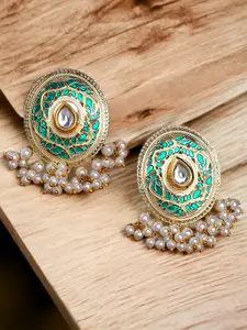 OOMPH Kundan & Pearls Oval Studs
