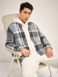 THE BEAR HOUSE Button-Down Collar Checked Pure Cotton Slim Fit Casual Shirt