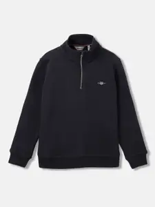 GANT Boys Solid High Neck Cotton Pullover Sweatshirt