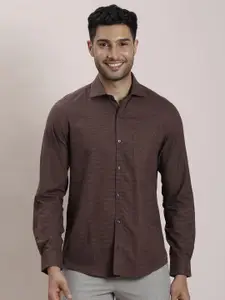 Turtle Men Classic Spread Collar Micro Ditsy Printed Cotton Slim Fit Formal Shirt