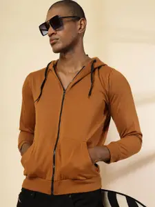 Rigo Men Solid Hooded Front-Open Sweatshirt