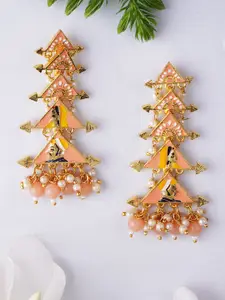 Adwitiya Collection Gold Plated Artificial Stones Studded Classic Drop Earrings