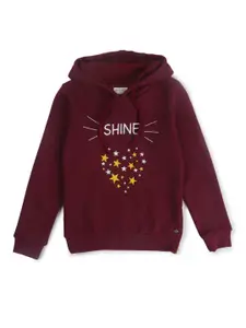 Gini and Jony Girls Graphic Printed Hooded Cotton Pullover Sweatshirt