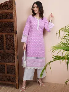 Vishudh Floral Embroidered A-Line Kurta