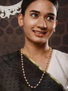 Jazz and Sizzle Brass Gold-Plated Pearls Beaded Necklace