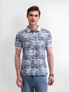 U.S. Polo Assn. Denim Co. Men Abstract Printed Pure Cotton Slim Fit T-shirt