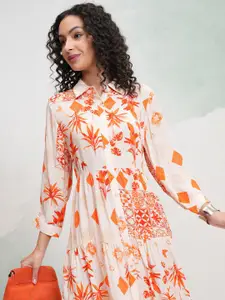 Vishudh Printed Tiered Fit & Flare Dress