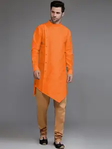 Utsav Fashion Mandarin Collar Regular Pintucked Kurta With Churidar