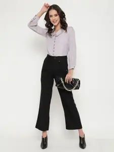 Beatnik Women Modern Peter Pan Collar Solid Casual Shirt