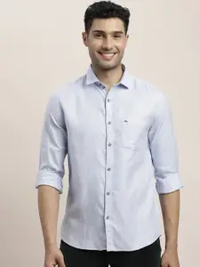 Turtle Men Relaxed Spread Collar Solid Cotton Slim Fit Casual Shirt