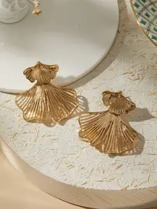 Jazz and Sizzle Gold Plated Petal Shaped & Textured Contemporary Studs
