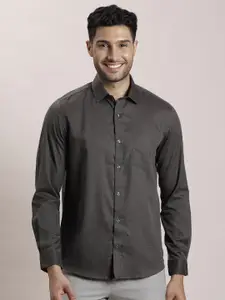 Turtle Men Classic Spread Collar Micro Ditsy Printed Lyocell Slim Fit Formal Shirt