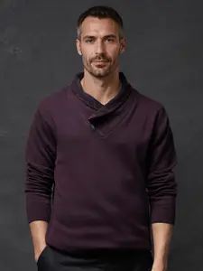 RARE RABBIT Men Cotton Cowl Neck Long Sleeves Pullover