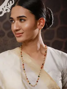 Jazz and Sizzle Brass Gold-Plated Stone Studded & Beaded Necklace