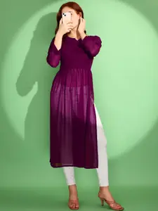 KALINI Women Georgette Solid A-line Kurti