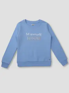 Gini and Jony Girls Typography Printed Round Neck Cotton Pullover Sweatshirt