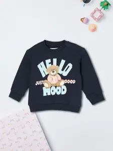 max Girls Graphic Printed Round Neck Cotton Pullover Sweatshirt