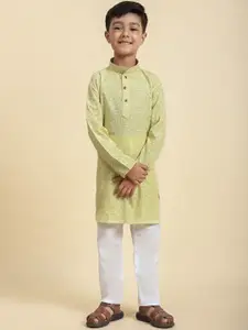 Pro-Ethic STYLE DEVELOPER Boys Printed Pure Cotton Straight Kurta with Pyjamas