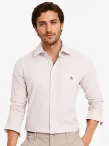 RARE RABBIT Men Comfort Spread Collar Solid Cotton Formal Shirt