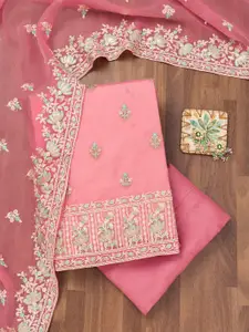 Koskii Sequinned Embroidered Sequinned Organza Unstitched Dress Material