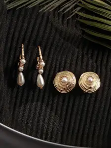 Jazz and Sizzle Set Of 2 Gold Plated Contemporary Studs