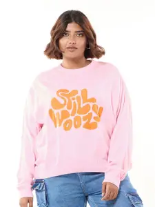 Bewakoof Plus Women Typography Printed Round Neck Pullover