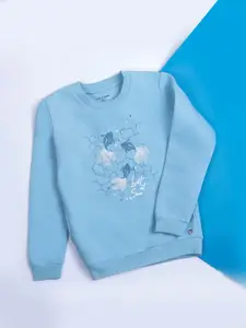 Gini and Jony Girls Graphic Printed Round Neck Cotton Pullover Sweatshirt