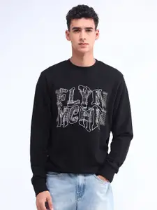 Flying Machine Men Brand Logo Printed Round Neck Cotton Pullover Sweatshirt