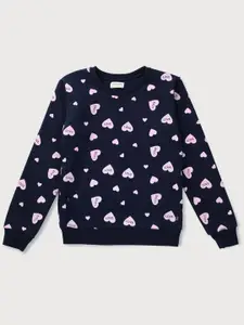 Gini and Jony Girls Conversational Printed Round Neck Cotton Pullover Sweatshirt