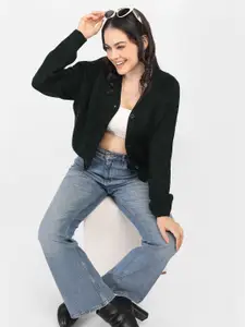 CHKOKKO Women Self Design Front-Open Sweater