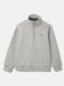 GANT Boys Solid High Neck Cotton Pullover Sweatshirt