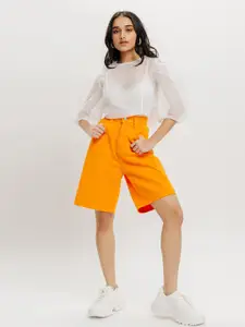 FREAKINS Women Cotton High-Rise Denim Shorts