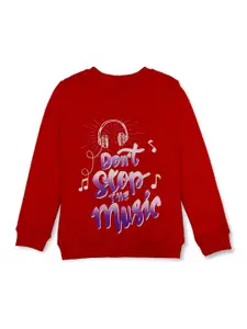 Gini and Jony Girls Typography Printed Round Neck Cotton Pullover Sweatshirt