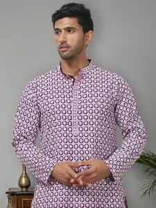 Jompers Geometric Embroidered Chikankari Pure Cotton Straight Kurta