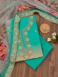 Koskii Floral Embroidered Sequinned Unstitched Dress Material