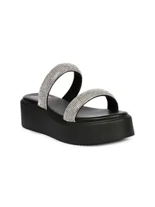 Viviblu Women Embellished Leather Platform Sandals