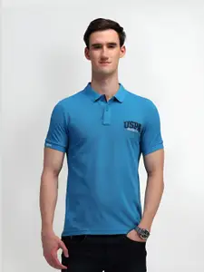 U.S. Polo Assn. Denim Co. Men Brand Logo Solid Pure Cotton Slim Fit T-shirt