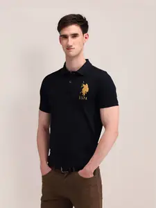 U.S. Polo Assn. Men Brand Logo Polo Collar Slim Fit Cotton T-shirt