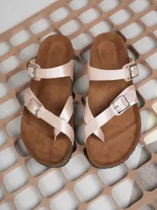 MOZAFIA Women One Toe Flats with Buckles