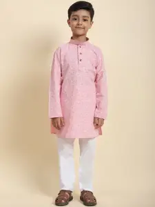 Pro-Ethic STYLE DEVELOPER Boys Printed Pure Cotton Straight Kurta with Pyjamas