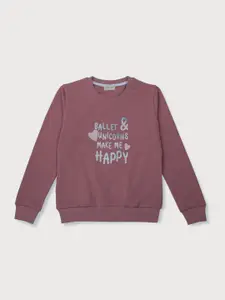 Gini and Jony Girls Typography Printed Round Neck Cotton Pullover Sweatshirt